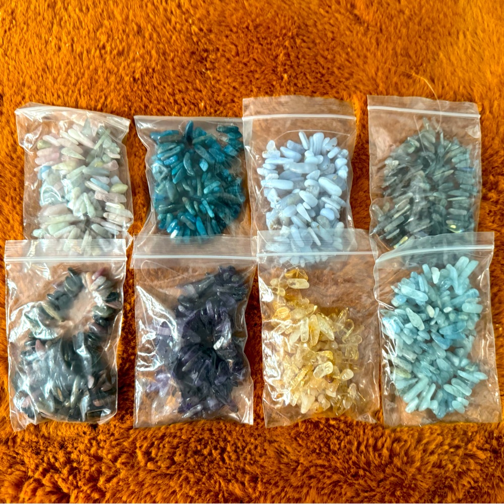 JTV NWT medium gemstone tumbled free form chip bead strands 15-16”